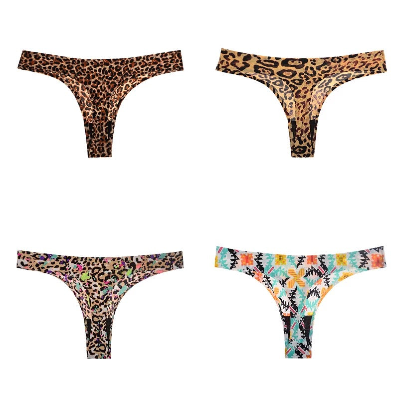 Leopard Print Seamless Thong Panties